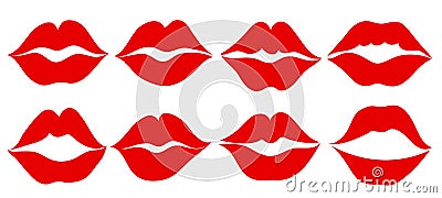 Set imprint kiss lips - vector Vector Illustration